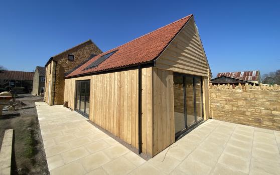 barn conversion, somerset timber clad tiled roof